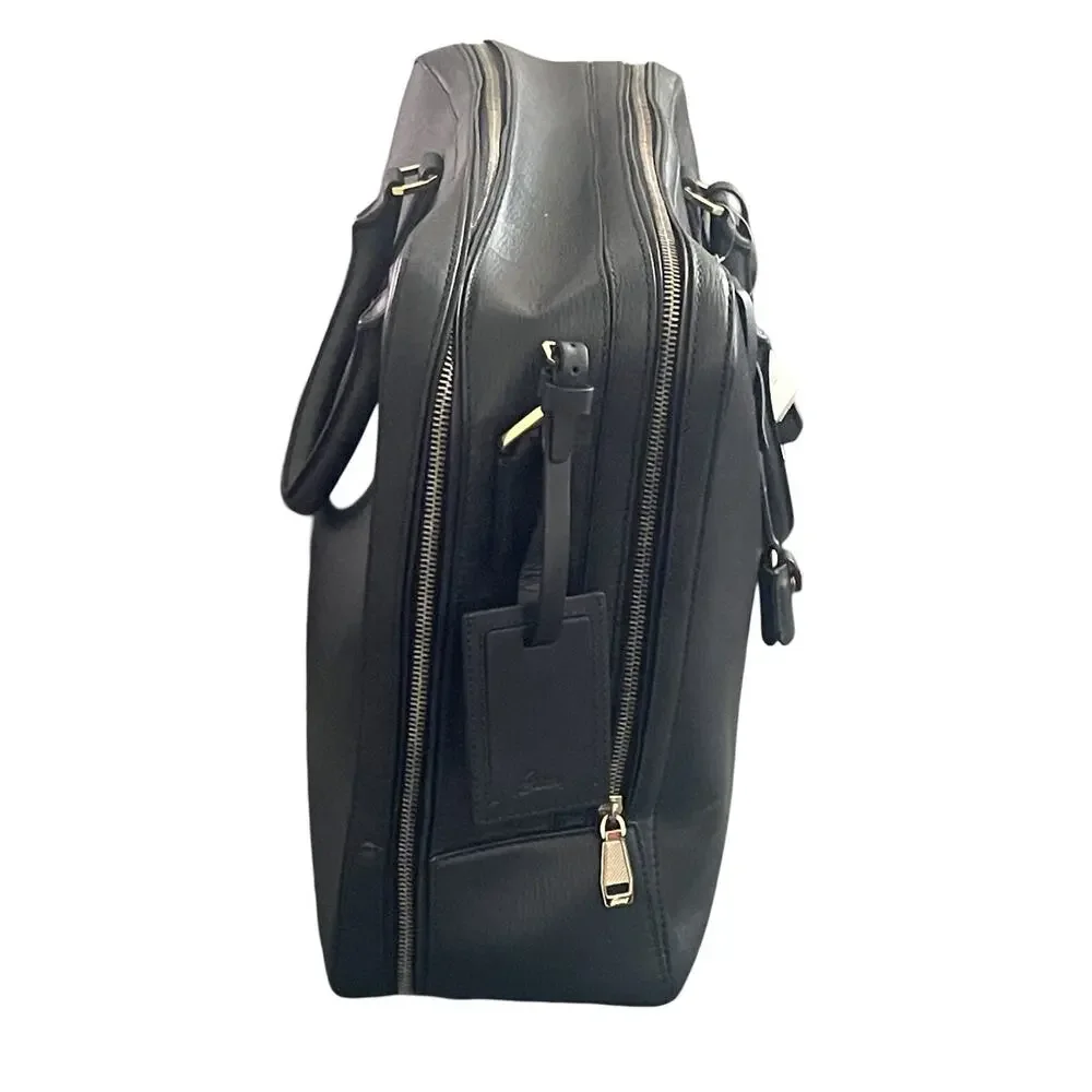 $5,500 NWT Brioni Black Grained Scratched Resistance Leather Briefcase